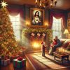 Merry Christmas 2024: A cozy traditional Christmas living room setting featuring a large, beautifully decorated Christmas tree with glowing lights and colorful ornaments.. an.webp DALL·E 12-19-10.06.37